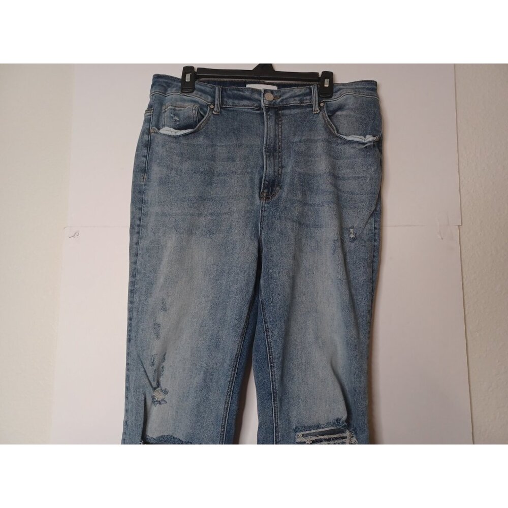 Risen Womens 2XL 36X31 Stretch High Rise Distressed Flare Jeans - Picture 3 of 6